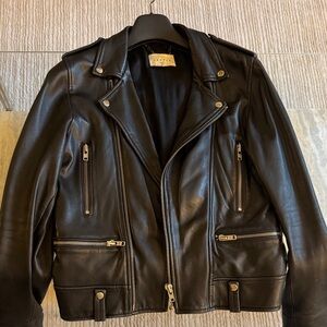 Sandro Black Leather Biker Jacket